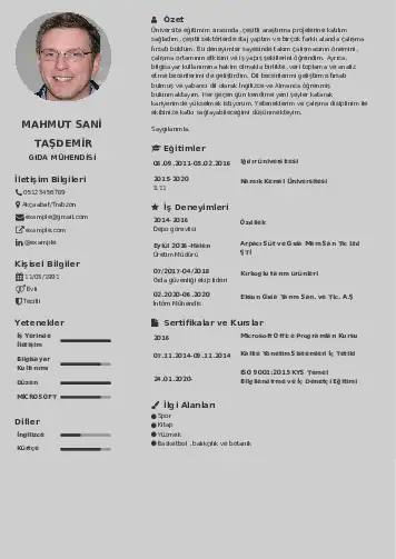 Gıda Mühendisi CV Örnekleri cv indir